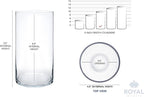 Royal Imports Flower Glass Vase Decorative Centerpiece for Home or Wedding - Cylinder Shape, 10" Tall, 5" Opening, Clear