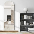 Full Length Mirror, 56"x16" Arch Floor Mirrors with Stand, White Arched Full Body Standing or Leaning Mirror for Bedroom, Living Room