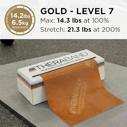 THERABAND Resistance Bands 6 Yard Roll, Gold, Max, Latex Band for Strength Training, Upper & Lower Body Exercise, Physical Therapy, Core Workouts, Rehab & Home Fitness