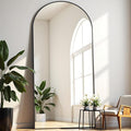 Dewfig Full Length Mirror, 71"*26" Arched Full Body Mirror with Stand, Large Floor Mirrors for Leaning or Hanging, Big Mirrors for Bedroom, Living Room,Dressing Room, Aluminum Alloy Frame, Black