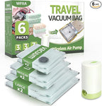Vacuum Bags for Travel with Rechargeable air Pump, 3 Sizes Vacuum Seal Bags for Clothing, Space-Saving Compression Storage Bags for Travel & Closet Organization (6)