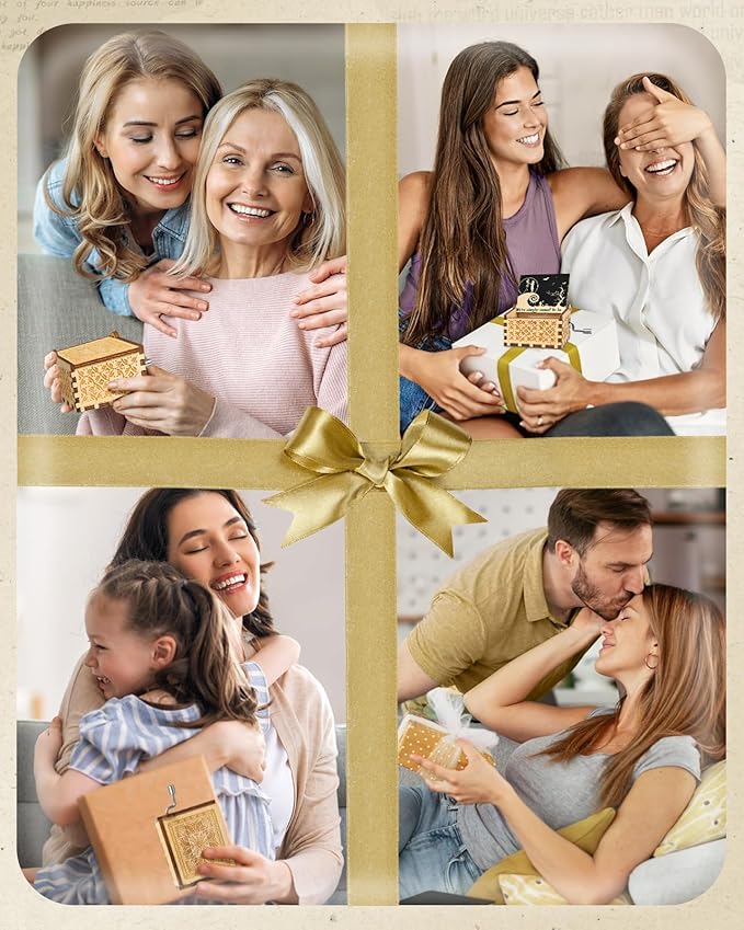 Swooflia Anime Wooden Music Box for Women - Hand Crank Engraved Musical Box Vintage Mechanism Personalized Gifts for Mom Aunt Daughter Niece Granddaughter Grandma Friend Jesus On Birthday