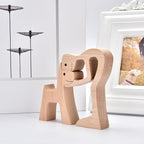 ISHINE Wood Decor Wooden Statue Man and Dog Figurine Handmade Carved Creative Home Office Gift for Men Women Accents Decoration Natural ECO Friendly 7x3 inches (B-Man Kisses Dog)