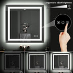 LOAAO 40"X38" LED Bathroom Mirror with Lights, Anti-Fog, Dimmable, Backlit + Front Lit, Lighted Bathroom Vanity Mirror for Wall, Memory Function, Tempered Glass, ETL Listed
