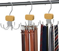 3 Pack Belt Hanger for Closet Organizer, 2026 Upgraded Tie Hangers for Space Saving & Storage, 360° Rotatable & Foldable Hooks, Large Capacity Rack for Tank Top, Bra, Purse (Natural)