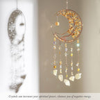 Yellow Gemstone Dream Catcher 7 Chakras Tree of Life Moon Dream Catchers with Healing Crystal Stones Handmade Suncatcher Dreamcatcher Wall Decor for Adults Living Room,Bedroom,Garden,Bless Gift