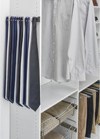 Rev-A-Shelf Pullout 14 Inch Side Mount Extending Closet Tie and Belt Organization Storage Rack Holder for Up to 25 Ties, Chrome, TRC-14CR