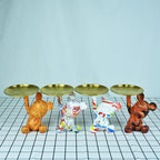 Key Holder Bowl Tray for Office Desk, Decorative Animal Bear Sculpture Home Decor Statue, Storage Tray for Entryway Table (Graffiti)