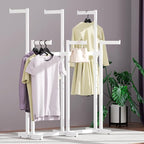 Clothing Racks - Retail - Display - Metal Garment Racks Heavy Duty for Hanging Clothes, Rolling White Commercial Clothing Display Rack Stand with Wheels (6 Arm,White)