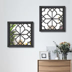 Wocred 2 PCS Square Wall Mirror,Gorgeous Rustic Farmhouse Accent Mirror,Black Entry Mirror for Bathroom Renovation,Bedrooms,Living Rooms and More(16”x16”)