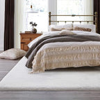 White Washable Faux Fur Area Rug - 8x10, Fluffy Boho Rectangle Rug for Living Room, Bedroom & Teen Room Home Decor
