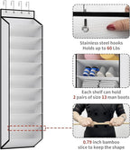KEEPJOY 10 Tiers White Over Door Shoe Organizer Storage, Hanging Shoe Holder for Door with Large Deep Pockets, Fit 20-30 Pairs Shoe Rack for Sneakers, Boots. (White)