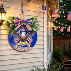 12" Patriotic Wreath for Front Door Wooden Welcome Sign, 4th of July Decorations Outdoor with USA 250th Anniversary Flag, Memorial Day Patriotic Decor (Color-Freedom1)