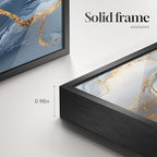 Large Framed Abstract Wall Art for Living Room, Modern Luxury 3 Piece Blue Gold White Prints Paintings for Walls, Elegant Marble Pattern Pictures for Dining Bedroom Hallway Office Home Decor 24x36 In