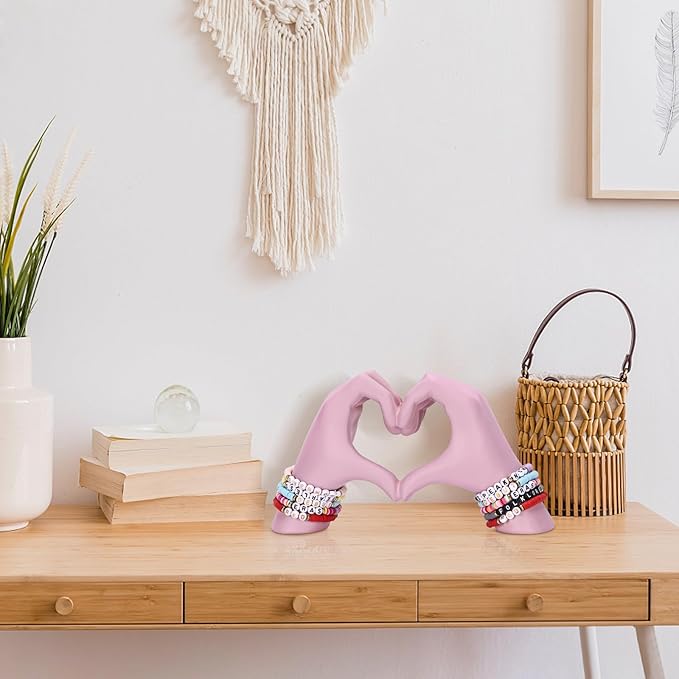 Heart Hand Sculpture, Pink Home Decor Aesthetics for Room Shelf Coffee Table Dining Table Centerpiece, Birthday Gift and Memorial Gift for Women, Girlfriend Girls Mom.