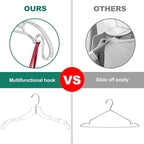 Quality Clear Hangers 12 Pack - Crystal Hangers for Clothes - Durable Plastic Hanger Set - Invisible Dress for Suits - Heavy Duty - Nonslip Coat and Shirt