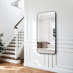 BONEWEI 24x48 inch Bathroom Mirror,Black Rectangle Mirror,Wall Mounted Bathroom Frame Vanity Mirror with Round Corner for Bedroom Living Room, Entryway Hangs Horizontal or Vertical