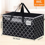 HomeHacks Heavy Duty Moving Bags with Tag Pockets, Collapsible Storage Totes for Moving, Camping & Travel -Foldable Packing Boxes, Zipper Handles, Black（10 Packs, 88L）