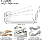 Shoe Slots Organizer,Elephant Shoe Rack Stable and Thick,Clear Shoe Stacker with 3 Adjustable Level for Sneakers Display (Transparent - Silver, 12Pack)