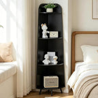 VECELO Large Tall Corner Shelf, 66.93" H 4-Tier Corner Storage Organizer, Freestanding Corner Display Rack for Living Room Bedroom Home Office, Black