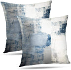 Grey Blue Abstract Art Artwork Pillow Cover, Gallery Modern Decorative Throw Pillows Cushion Cover for Bedroom Sofa Living Room 22 x 22 Inch Set of 2