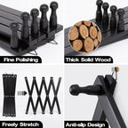 Wall Rack with 14 Hooks, Wooden Wall Expandable Coat Rack for Coat, Hats, Baseball Caps, Coffee Mug, Jewelry(Black)