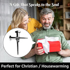 WAKOSAN Black Metal Cross Wall Decor - Two Nails Crosses Design, Hollow Out Artistic Hanging Ornament for Home Church Decoration（12.6"x16.5"） (Nails Cross)
