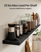 AMADA HOMEFURNISHING Floating Shelves, Wall Shelves for Living Room, Bedroom, Bathroom, Kitchen & Home Office Organization, Bathroom Shelves with Hidden Brackets, 22 lbs Max Load, Black, AMFS45B