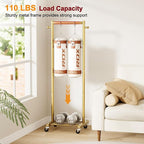 SLEEPING LAMB Small Clothes Racks for Hanging Clothes, Rolling Clothing Rack with Shelves, 60" Metal Garment Rack with Wheels Portable Wardrobe Rack for Small Space, Gold