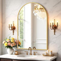 Bathroom Mirror for Wall, 38x26 Inch Arched Mirror, Matte Gold Metal Framed Bathroom Vanity Mirror for Restroom Farmhouse, Anti-Rust, Tempered Glass, Hanging or Leaning