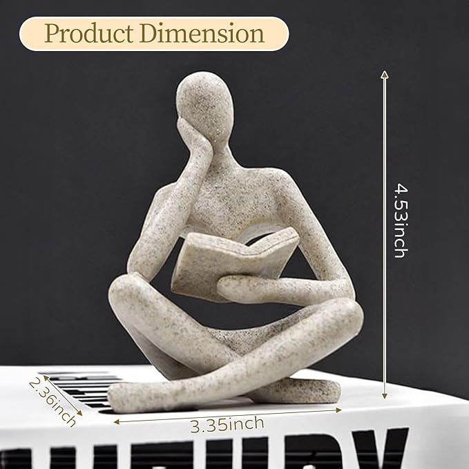 UTTCMK Abstract Art Thinker Statue - Reading Thinker Sculpture Figurine, Modern Home Decoration for Living Room Office Shelves Coffee Table Desk Decor (Black)