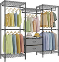 VIPEK V20 Plus Clothes Rack, Metal Clothing Rack with 6 Shelves, 5 Hanging Rods & 2 Fabric Drawers, Freestanding Garment Rack for Bedroom & Walk-in Closet, Large Wardrobe Closet Max Load 850LBS, Black