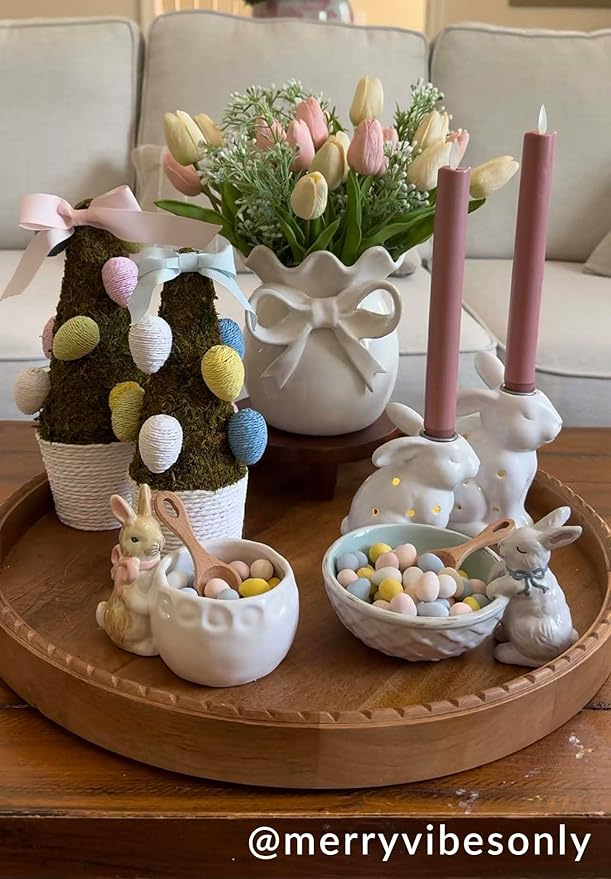 Mud Pie Led Bunny Taper Holder; Small 5" x 3 3/4"