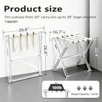Acrylic Luggage Rack for Guest Room,Folding Luggage Rack with Leather Straps,Holds up to 120 lbs Suitcase Stand for Bedroom, Living Room and Hotel (Beige Leather)