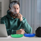 3Pcs Assorted Colors Ashtray Sets, Ash Tray for Cigarettes and Cigar, Round Large Size Plastic Ashtrays, for Indoor Outdoor Home Office Patio Restaurant Bar Hotel Use (1 Black 1 Green 1 Blue)