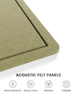 Fluxynara Bulletin Board,35.4" x 23.6" Cork Board Alternative with 12 Safe Removable Adhesive Tabs, Foldable Felt Pin Board for Home Office, Classroom, Bedroom,Entryway for Walls—Olive Green