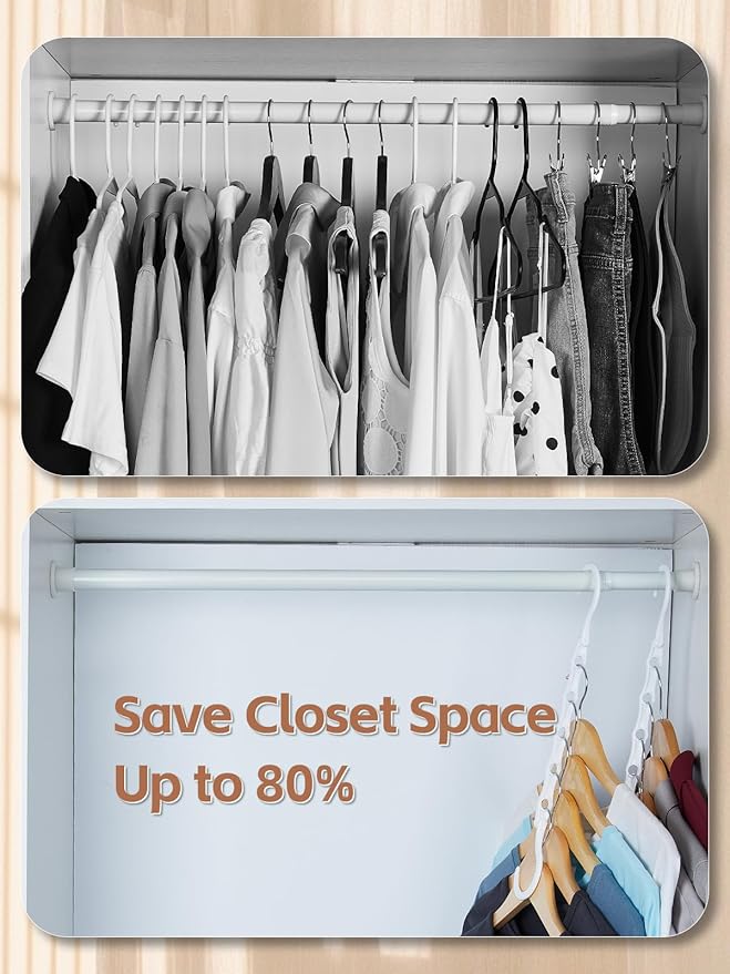 HOUSE DAY Closet Organizers and Storage, 8 Pack Magic Hangers Space Saving Clothes Hangers, Sturdy Plastic Hangers with 5 Holes for Wardrobe Closet Organization, College Dorm Room Essentials