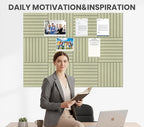 Large Cork Board Alternative 48” X 36” Felt Bulletin Board Tiles, with 30 Pushpins, 60 Adhesive Tabs,12-Pack Slat Wall Paneling, Cork Boards for Office Push Pin Board Felt Board - Sage