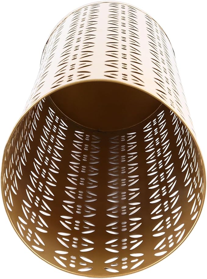 Zerodis Large Round Hollow Design Metal Umbrella Holder, Stylish Gold Finish Steel Umbrella Stand for Entryway, Home Office, and Outdoor Use (M)