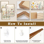 BINCUE Wildflower Wall Art Large Floral Wall Painting Neutral Print Pictures Framed Flower Wall Decor Wildflower Artwork Flowers Pictures Floral Art Prints for Living Room Bedroom Bathroom Farmhouse 24x36 Inches Set of 3 Gift