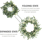 Pinkpum 16'' Eucalyptus Wreath for Front Door, Porch, Window - Green Decor for Home, Farmhouse - Spring, Summer, Fall, All Seasons
