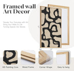Framed Neutral Horizontal Abstract Wall Art for Living Room, Extra Large Black and Beige Modern Painting Print, Mid Century Canvas Artwork for Dining Room Bedroom Hallway Office Walls Decor, 30x60 Inch