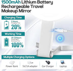 B Beauty Planet 30x/1x Magnifying Travel Mirror with Light, Double-Sided Rechargeable Adjustable Brightness 3 Colour Lighting, Folding, Handheld/Hangable/Tabletop, 3 Ways Using Mirror, White