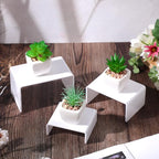 Chuangdi 2 Sets Acrylic Display Risers, Product Stand, Jewelry Display Riser Shelf Showcase Fixtures for Dessert Cupcake Candy Figure Treat Action Showcase(White,Small Set)
