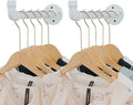 Industrial Wall Pipe Clothing Racks - Heavy Duty Metal Clothes Hanger with Hook, Wall-Mounted Garment Holder Racks,Wall Clothing Bar/Coat Hanging Rail/Hanging Rod for Closet Storage, 2 Pack, White
