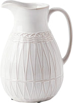VICTOR & TERESA White Ceramic Pitcher Vase for Home Decor, 10'' Decorative Jug Vases Gift for Mom, Farmhouse Distressed Vases for Flowers, Pampas Grass, Table Centerpieces, Kitchen, Mantel