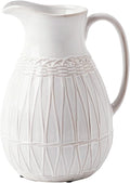 VICTOR & TERESA Small White Ceramic Pitcher Vase for Home Decor, 8'' Decorative Jug Vases Gift for Her, Farmhouse Distressed Vases for Flowers, Pampas Grass, Table Centerpieces, Kitchen, Mantel