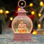 Christmas Snow Globes, Gingerbread House Musical Snow Globe Light up Swirling Glitter Snow Globe Pink Lantern with Timer, USB & Battery Operated Candy Cottage and Gingerbread Man Christmas Home Decor