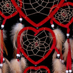 Large Handmade Dream Catcher Traditional Dreamcatcher Feather Wall Hanging Decoration Ornaments Five Hearts Red