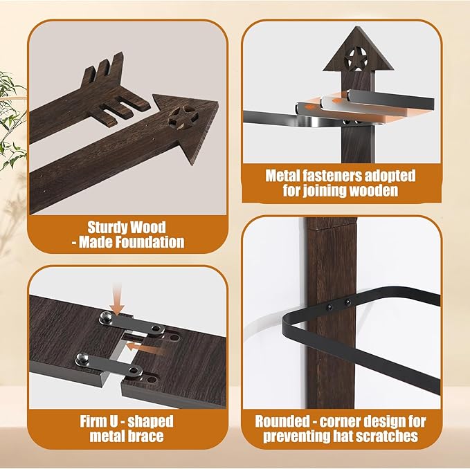 Cowboy Hat Rack -Cowboy hat holder for wall With Heavy- Organize and Display Your Hats with Ease, Wall Mounted Hat Hanger Western Decor for Cowgirl Hats- Ideal Western Decor